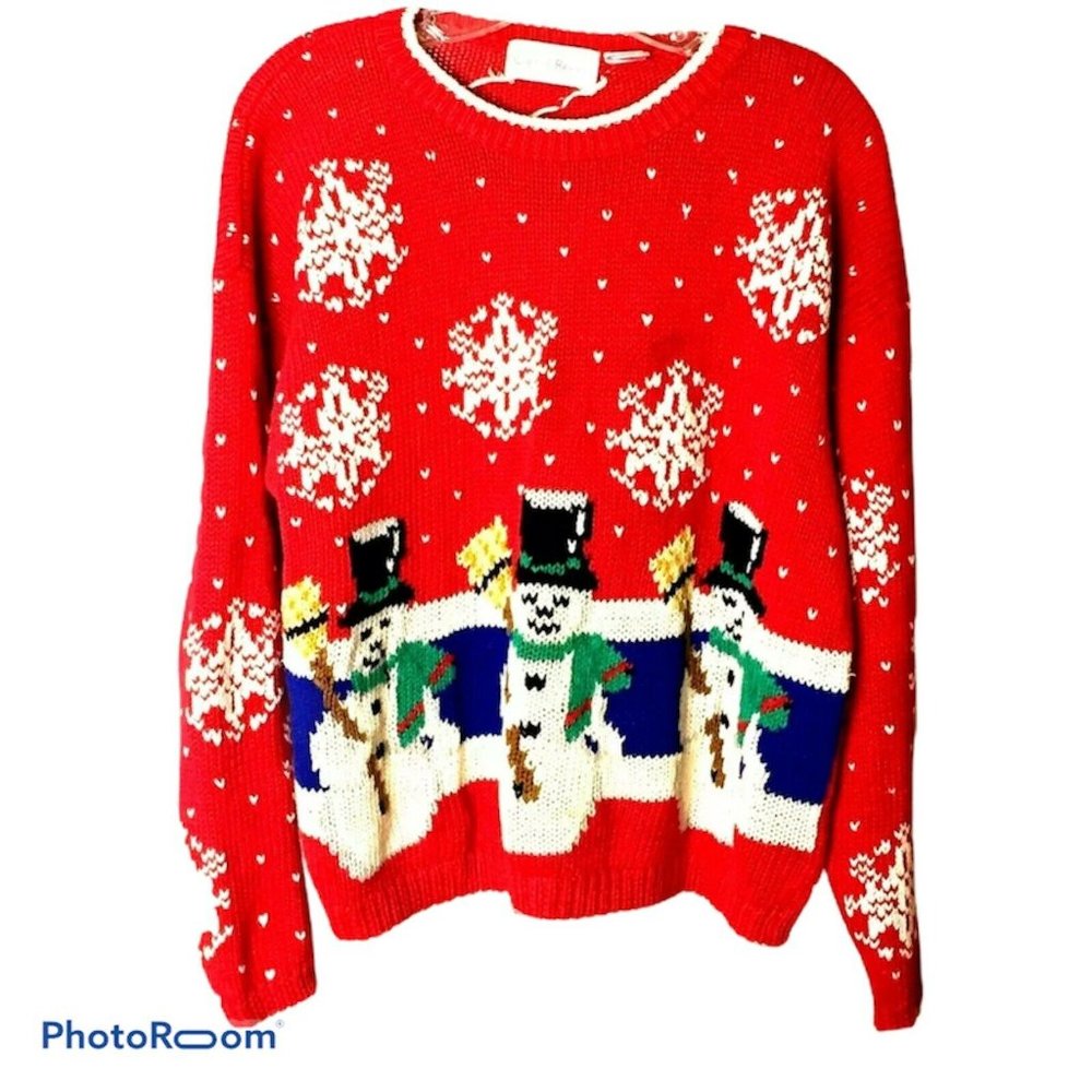 Carroll Reed Women's Sweater Christmas Red Crew Neck Long Sleeve Pullover Size M